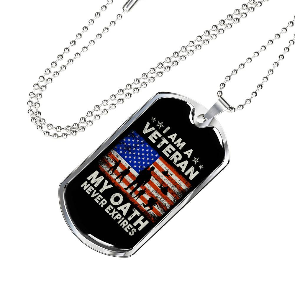 I Am A Veteran My Oath Never Expires Dog Tag Pendant Necklace - Dog Tag (Silver) I Am A Veteran My Oath Never Expires Dog Tag Pendant Necklace - Dog Tag (Silver)