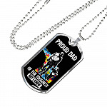 Proud Dad of the Toughest Boy I Know Autism Awareness Dog Tag Pendant Necklace - Dog Tag (Silver)