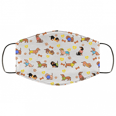 Dachshund Pattern Bandana Washable Reusable Custom - Cloth Face Mask Cover - Gift For Dachshund Lovers, White, Cloth Face Cover