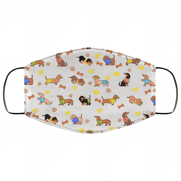 Dachshund Pattern Bandana Washable Reusable Custom - Cloth Face Mask Cover - Gift For Dachshund Lovers, White, Cloth Face Cover