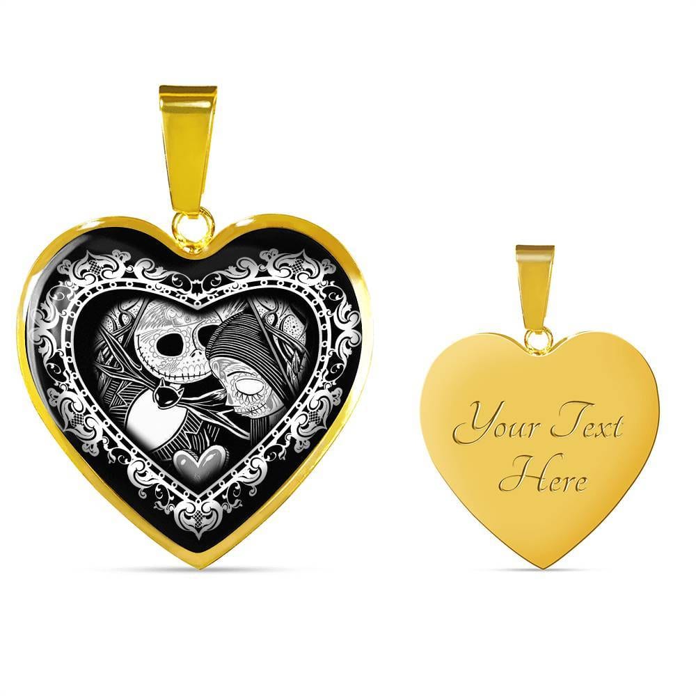 Jack And Sally Heart Pendant Necklace - Skellington Gifts For Couple - Heart Luxury Necklace (Gold Plated) Jack And Sally Heart Pendant Necklace - Skellington Gifts For Couple - Heart Luxury Necklace (Gold Plated)