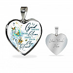 Butterfly God Has You In His Arms I Have You in My Heart Heart Pendant Necklace - Heart Luxury Necklace (Silver)