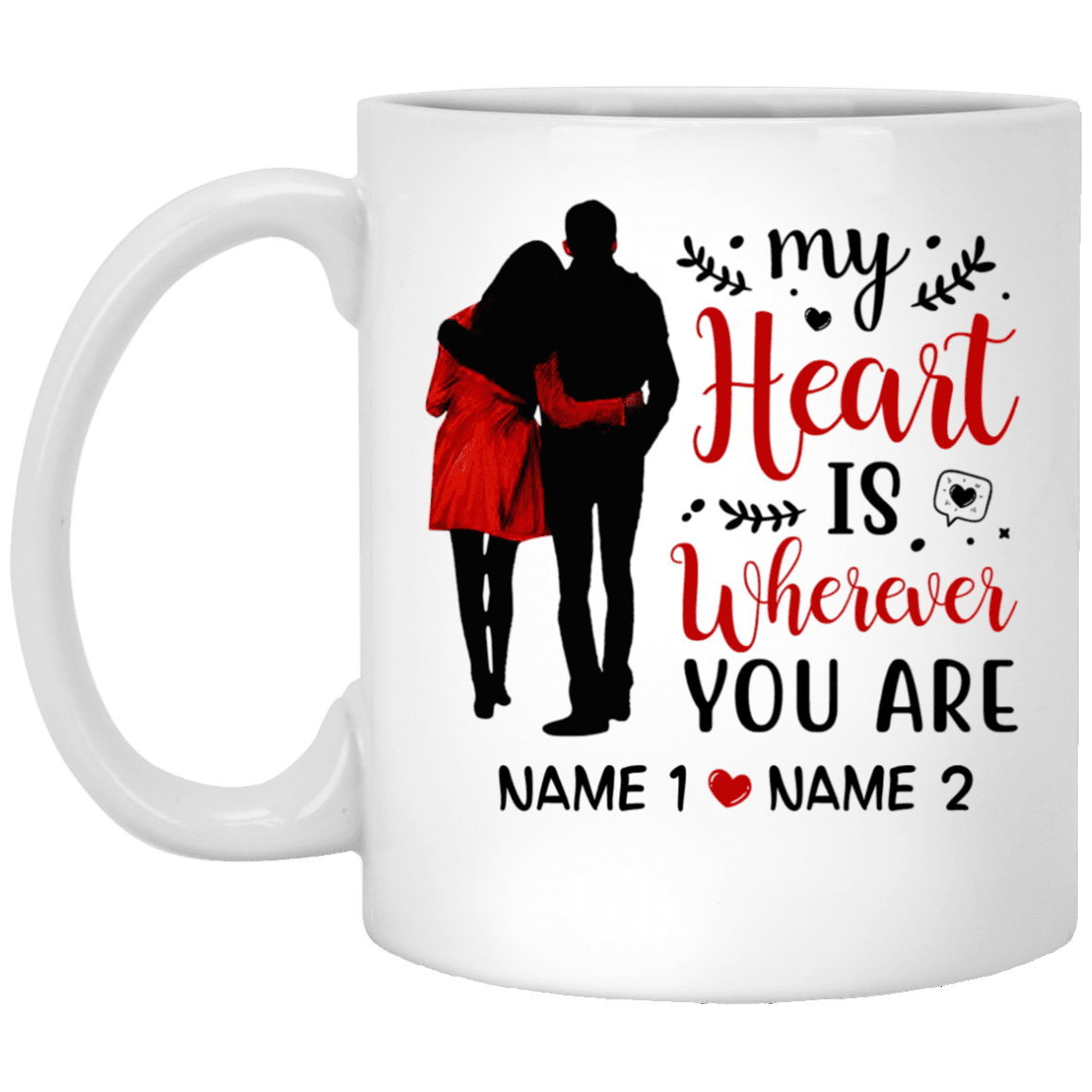 Personalized Couple Gifts My Heart Is Wherever You Are Coffee Mug - Water Bottle - Color Changing Mug, White, 11 oz. White Mug Personalized Couple Gifts My Heart Is Wherever You Are Coffee Mug - Water Bottle - Color Changing Mug, White, 11 oz. White Mug