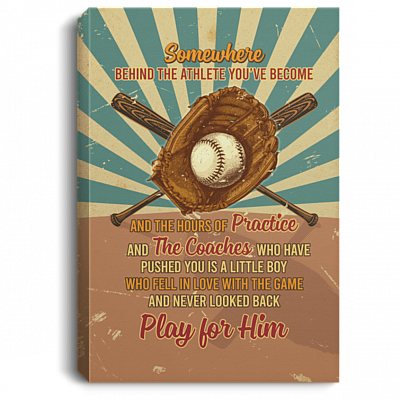 Baseball Somewhere Behind The Athlete You've Become Gallery Wrapped Framed Canvas Prints - Unframed Poster, White, 0.75'' Framed Canvas