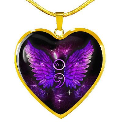 You Matter Memorial Suicide Prevention Awareness Heart Pendant Necklace - Mental Health Awareness Necklace - Heart Luxury Necklace (Gold Plated)