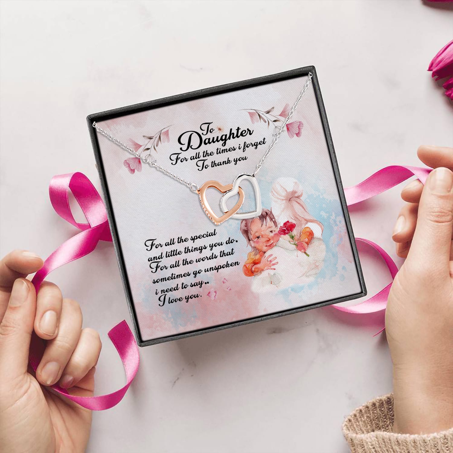 16P. For all the time Daughter Interlocking Hearts Necklace 5