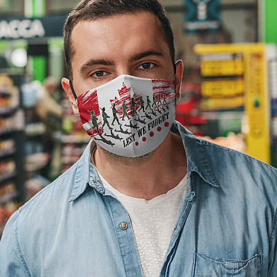 Alternative view of Lest We Forget Washable Reusable Custom - Printed Cloth Face Mask Cover - Canada Flag Veteran Face Mask