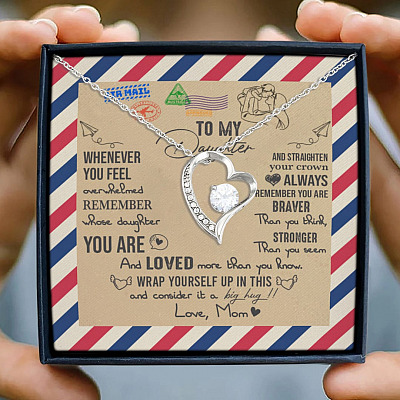 Alternative view of Mom To My Daughter Whenever You Feel Overwhelmed Remember Whose Daughter You Are From Mom Forever Love Pendant Necklace