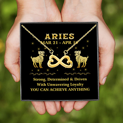 Aries Zodiac You Can Achieve Anything Infinity Heart Pendant Necklace -  Zodiac Birthday Gifts For Astrology