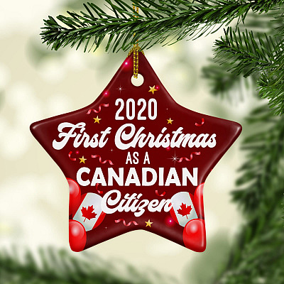 Alternative view of Personalized First Christmas As A Canadian Citizen Holiday Flat Star Ornament Keepsake