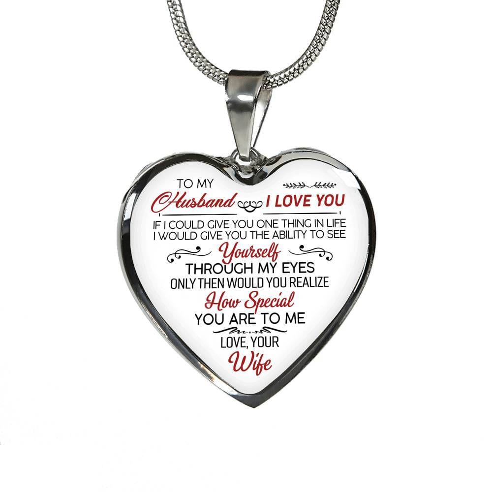 To My Wife If I Could Give You One Thing in Life from Husband Heart Pendant Necklace - Anniversary Gift - Heart Luxury Necklace (Silver) To My Wife If I Could Give You One Thing in Life from Husband Heart Pendant Necklace - Anniversary Gift - Heart Luxury Necklace (Silver)