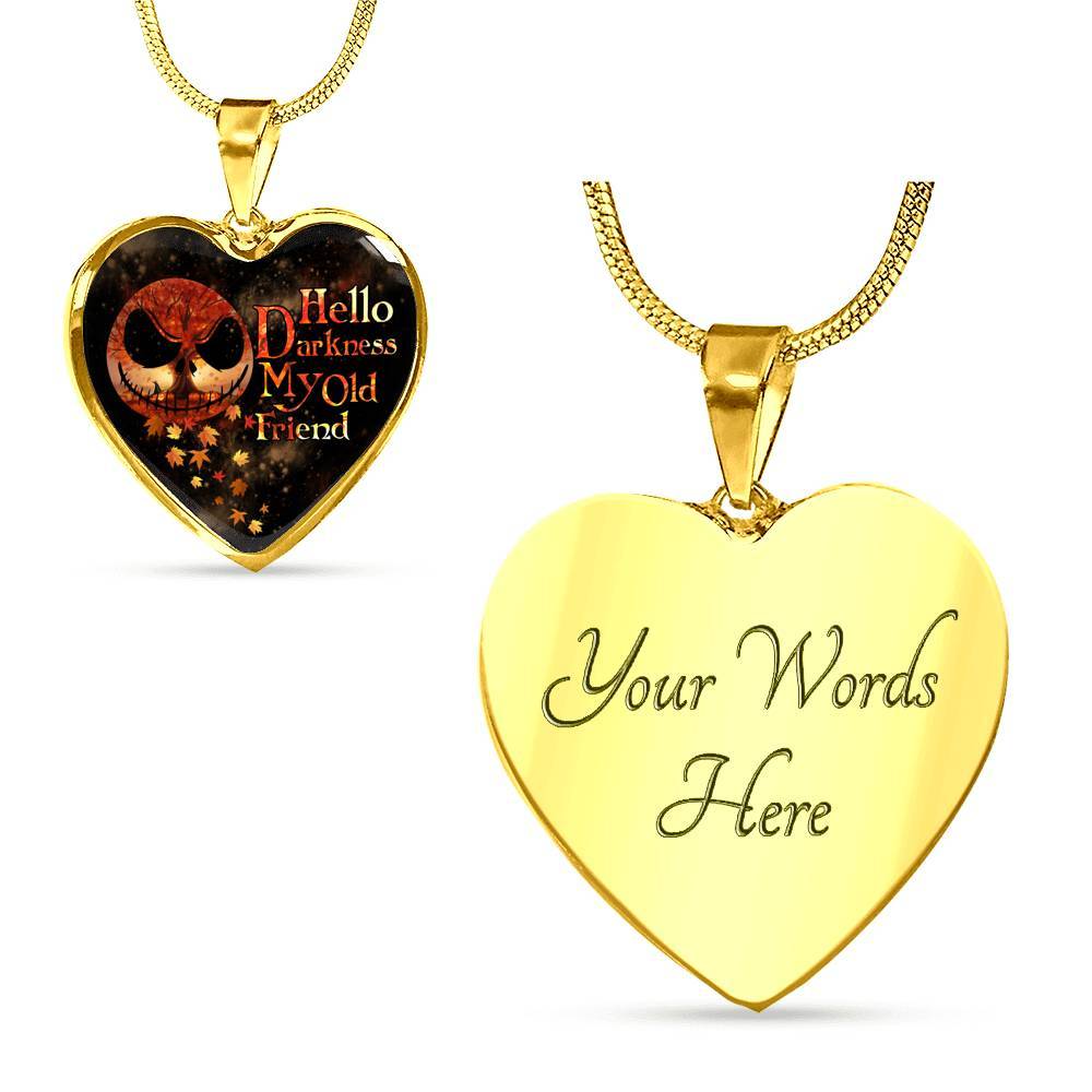 Jack Hello Darkness Night Before Halloween Skellington My Old Friend Pumpkin My Love Heart Pendant Necklace - Heart Luxury Necklace (Gold Plated) Jack Hello Darkness Night Before Halloween Skellington My Old Friend Pumpkin My Love Heart Pendant Necklace - Heart Luxury Necklace (Gold Plated)