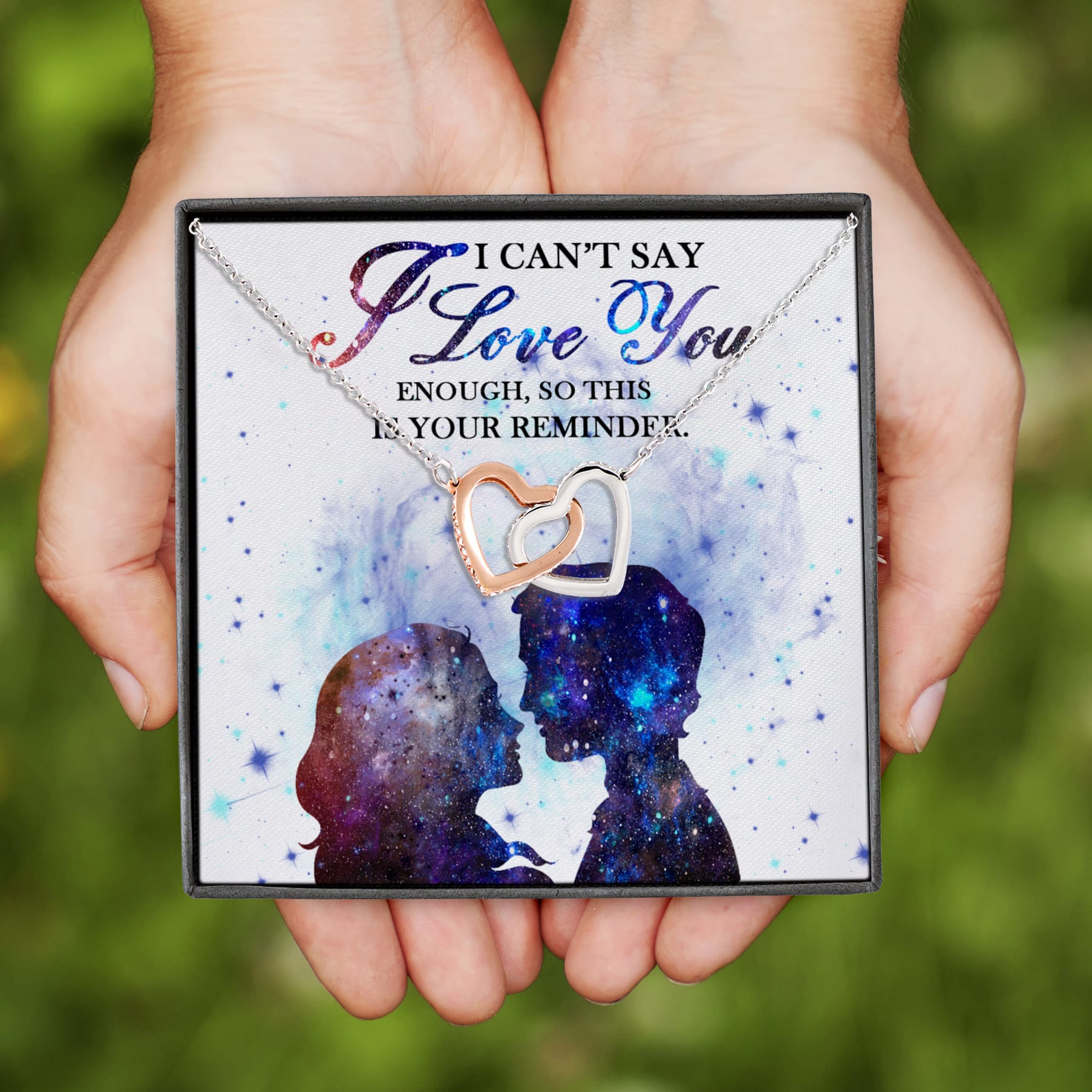 1HP. Love You Enough couple galaxy(4) Interlocking Hearts Necklace
