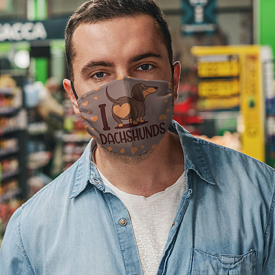 Alternative view of I Love Dachshunds Washable Reusable Custom - Printed Cloth Face Mask Cover