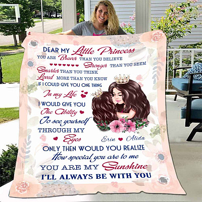 Alternative view of Personalized Dear My Little Princess You Are Braver Than You Believe Fleece Blanket - Sherpa Blanket
