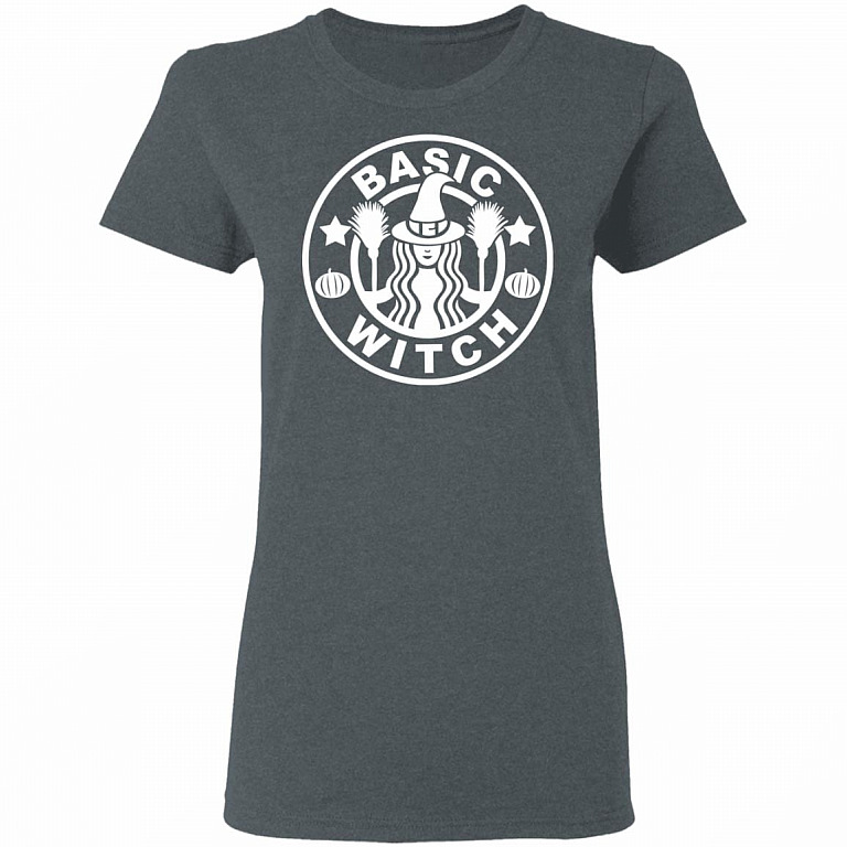 Basic Witch Funny Halloween Gift For Women Ladies T-Shirt - Premium Ladies Triblend Dolman Sleeve Shirt, Dark Heather, Ladies T-Shirt