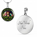I Smell Weed Hocus Three Witches Pocus Funny Halloween Luxury Circle Pendant Necklace - Circle Luxury Necklace (Silver)