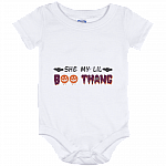 She My Lil Boo Thang Funny Halloween Baby Onesie - Infant Bodysuit, White, Baby Onesie - 12 Month