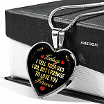 Today I Tell Your Dad I Do But I Promise To Love You Forever Heart Pendant Necklace - Bonus Daughter Gifts - Heart Luxury Necklace (Silver)