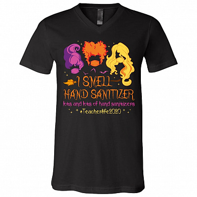 I Smell Hand Sanitizer Lots And Lots Of Hand Sanitizers Sanderson Sisters Hocus Pocus T-Shirt - V Neck, Black, V-Neck T-Shirt
