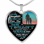 Dad To My Daughter Never Forget That I Love You Heart Pendant Necklace - Heart Luxury Necklace (Silver)