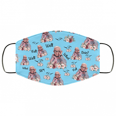 Leslie Jordan Well Shit Washable Reusable Custom - Printed Cloth Face Mask Cover, Columbia Blue, Cloth Face Cover – Medium/Large