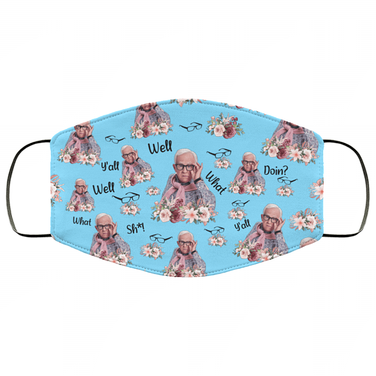 Leslie Jordan Well Shit Washable Reusable Custom - Printed Cloth Face Mask Cover, Columbia Blue, Cloth Face Cover – Medium/Large