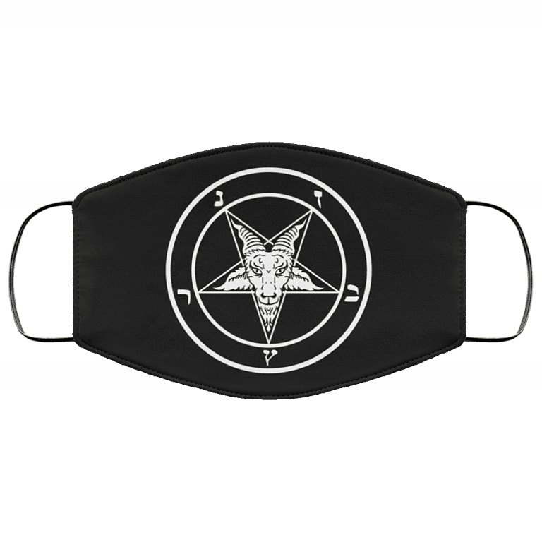Satanism Pentagram Washable Reusable Custom - Printed Cloth Face Mask Cover, Black, Cloth Face Cover – Medium/Large