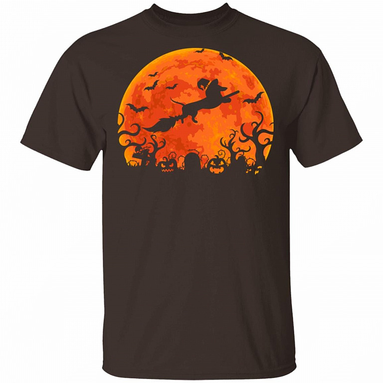 Dachshund Halloween T-Shirt - Funny Dachshund Shirt, Dark Chocolate, Unisex T-Shirt