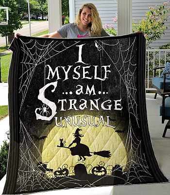 Alternative view of I Myself Am Strange and Unusual - Halloween Fleece Blanket - Sherpa Blanket - Woven Blanket
