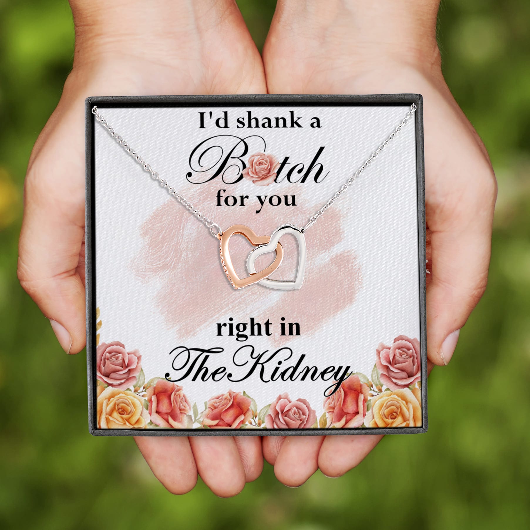 11Th. Shank a Bitch(3) Interlocking Hearts Necklace