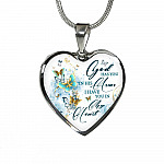 Butterfly God Has You In His Arms I Have You in My Heart Heart Pendant Necklace - Heart Luxury Necklace (Silver)