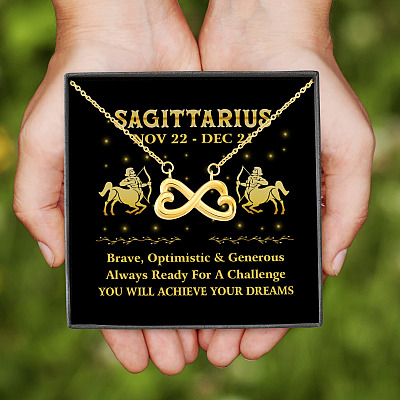 Sagittarius Zodiac You Will Achieve Your Dreams Infinity Heart Pendant Necklace -  Zodiac Birthday Gifts For Astrology