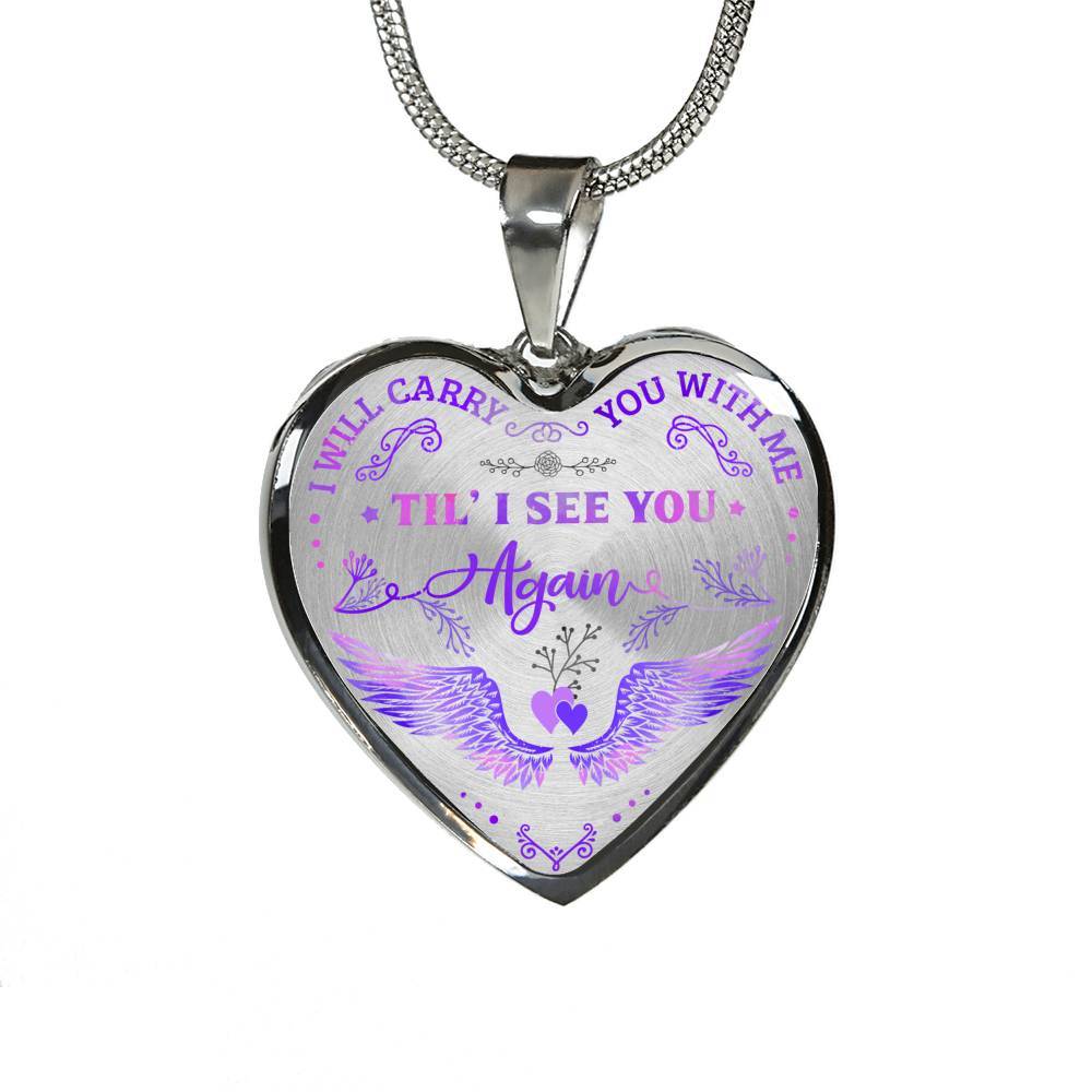Wings I Will Carry You with Me Til' I See You Again Heart Pendant Necklace - Heart Luxury Necklace (Silver) Wings I Will Carry You with Me Til' I See You Again Heart Pendant Necklace - Heart Luxury Necklace (Silver)