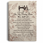 In This Sewing Room Thou Shalt Not Quotes Sign Framed Canvas Unframed Poster - Sewing Rules Saying Wall Art, White, 0.75'' Framed Canvas