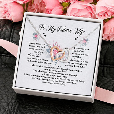 To My Future Wife You're My Best Friend You Are My Everything Joined Interlocking Hearts Pendant Necklace