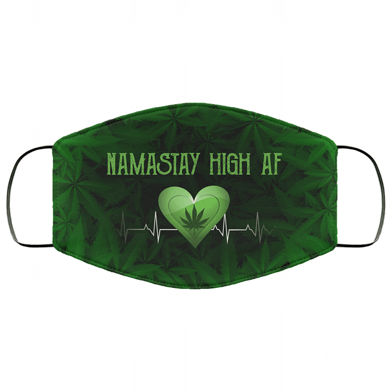 Namastay High AF 420 Cannabis Washable Reusable Custom - Printed Cloth Face Mask Cover, White, Cloth Face Cover – Medium/Large