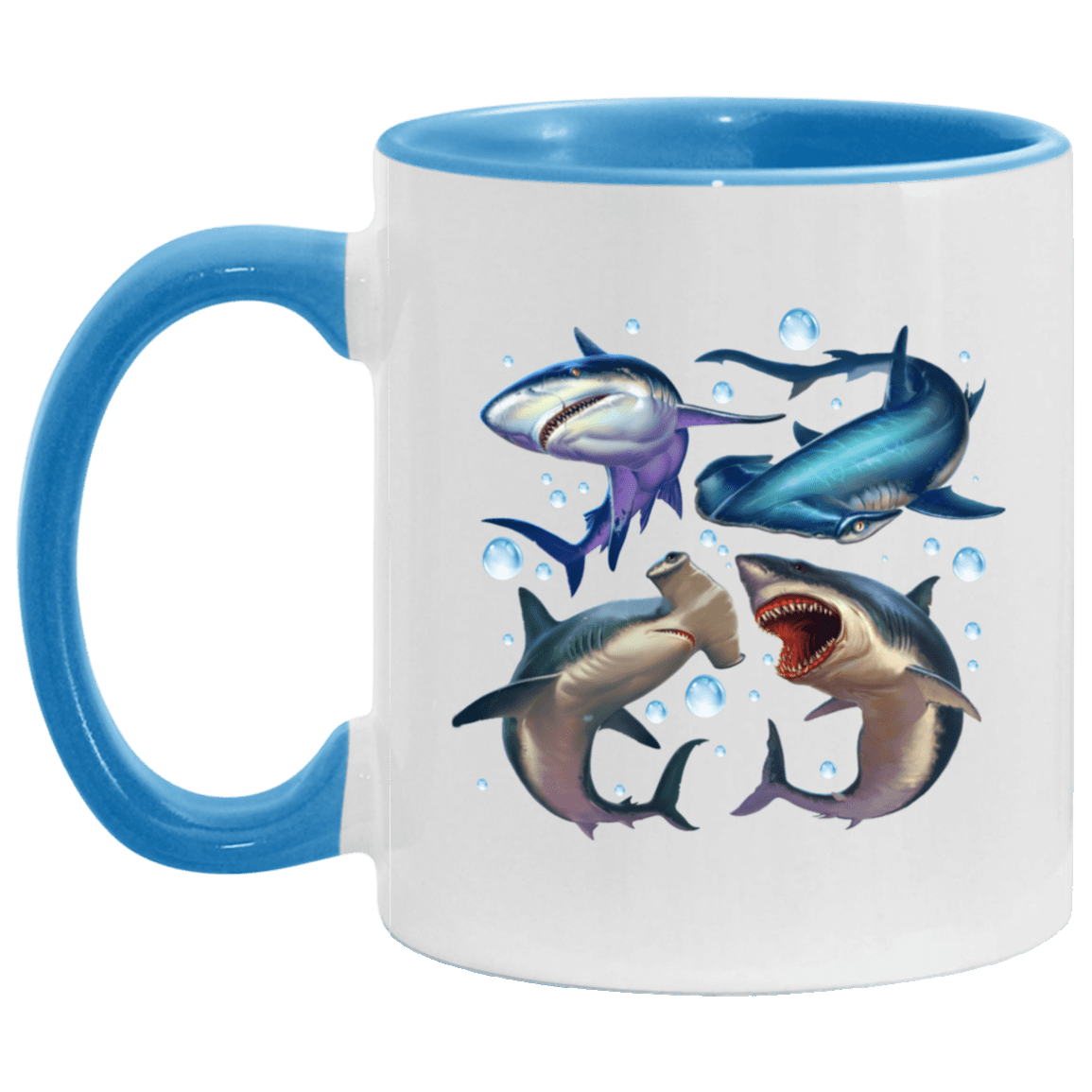 Shark Species Accent Mug - Types Of Sharks Mug, White/Light Blue, 11 oz. Accent Mug Shark Species Accent Mug - Types Of Sharks Mug, White/Light Blue, 11 oz. Accent Mug