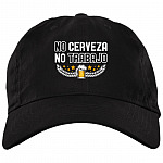 No Cerveza No Trabajo Twill Cap High-Profile Snapback Hat - Funny No Beer No Work Trucker Hat, Black, Brushed Twill Dad Cap