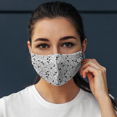 Alternative view of Penguins Face Mask - Washable Fashion Shopping Reusable Designer Face Mask -  Printed Cloth Face Mask Cover