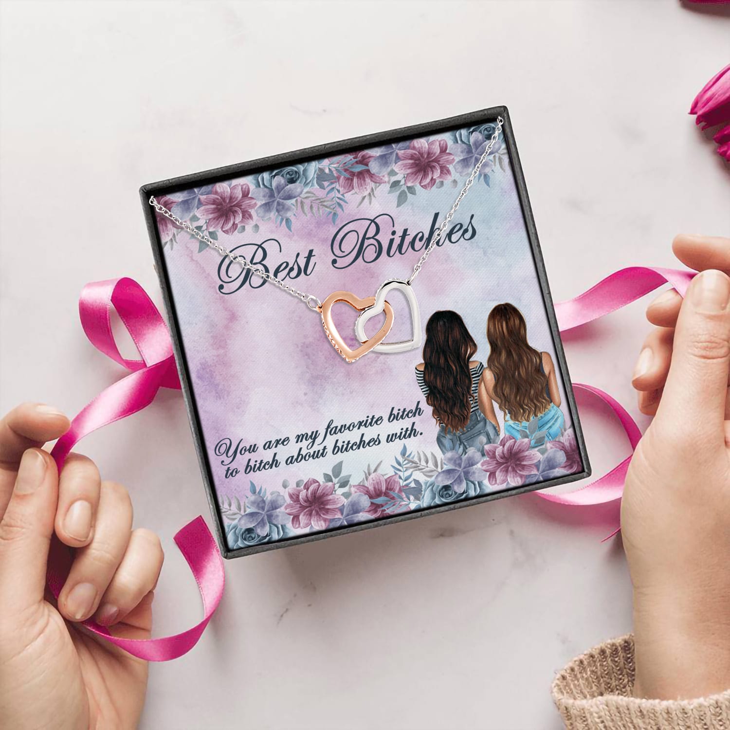 12O.Best Bitches(4) Interlocking Hearts Necklace 5