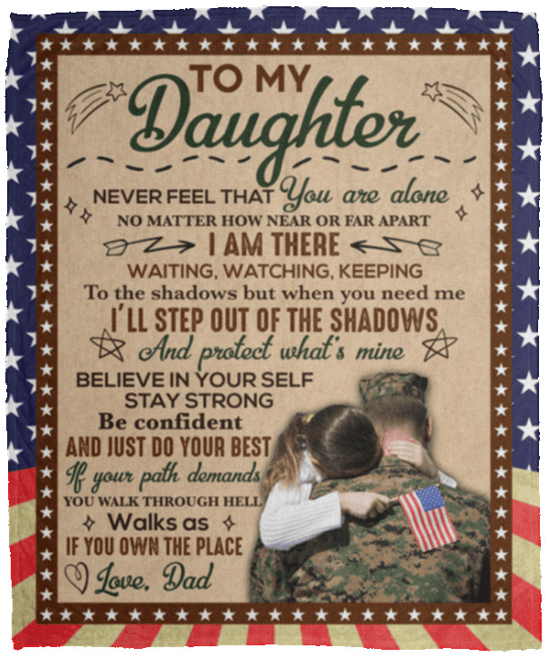 To My Daughter Never Feel That You Are Alone Love Mail From Dad Fleece Blanket - Premium Sherpa Blanket, White, Cozy Plush Fleece Blanket - 50x60