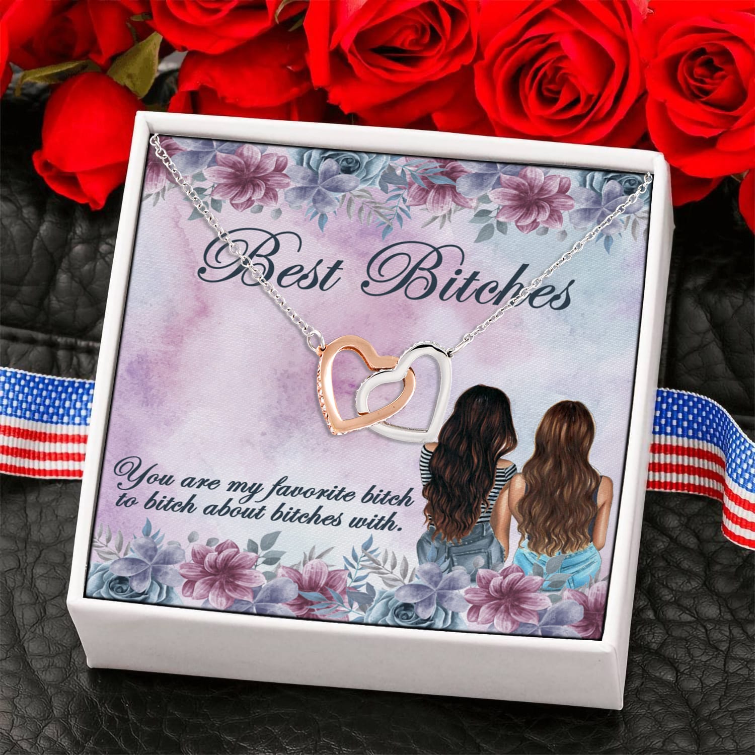 12O.Best Bitches(4) Interlocking Hearts Necklace 6