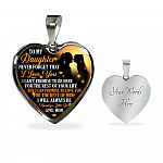 Necklace to My Daughter Never Forget That I Love You I Promise From Mom Heart Pendant Necklace - Heart Luxury Necklace (Silver)