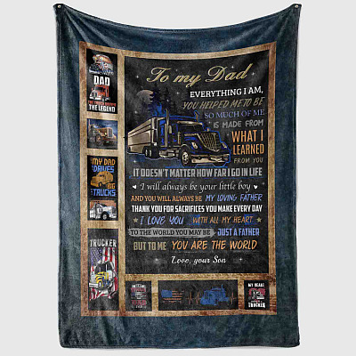 Alternative view of Son To Truckin' Dad Everything I Am You Helped Me To Be You Are The World Fleece Blanket - Sherpa Blanket