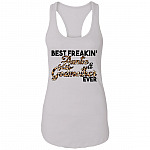 Best Freakin' Auntie Godmother Ever Leopard Print Cotton Tank Top Tee - Ladies Racerback Tank, White, Ladies Racerback Tank