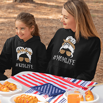 Alternative view of Mom Life Kid Life Mom and Daughter Matching Hoodie - Sweatshirt - Long Sleeve Shirt