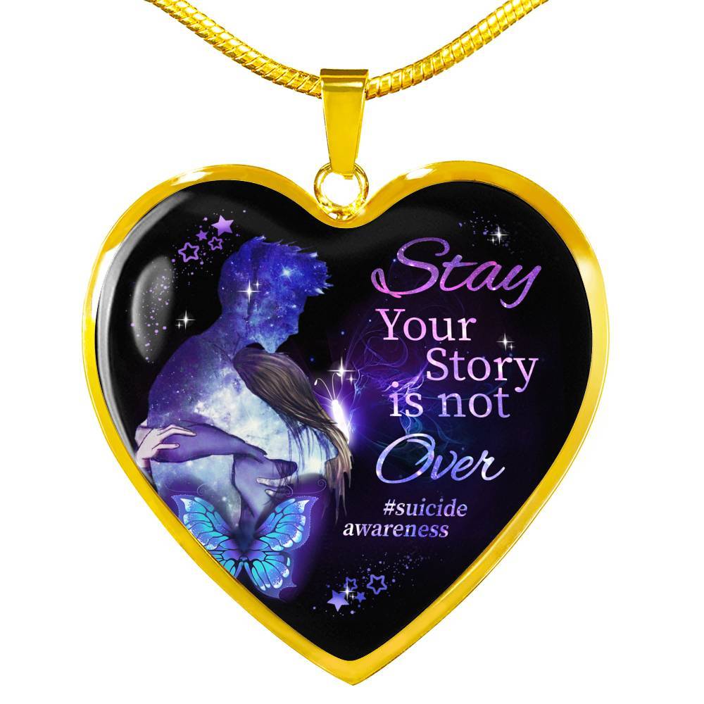 Stay Your Story Is Not Over Memorial Gift Heart Pendant Necklace - Heart Luxury Necklace (Gold Plated) Stay Your Story Is Not Over Memorial Gift Heart Pendant Necklace - Heart Luxury Necklace (Gold Plated)