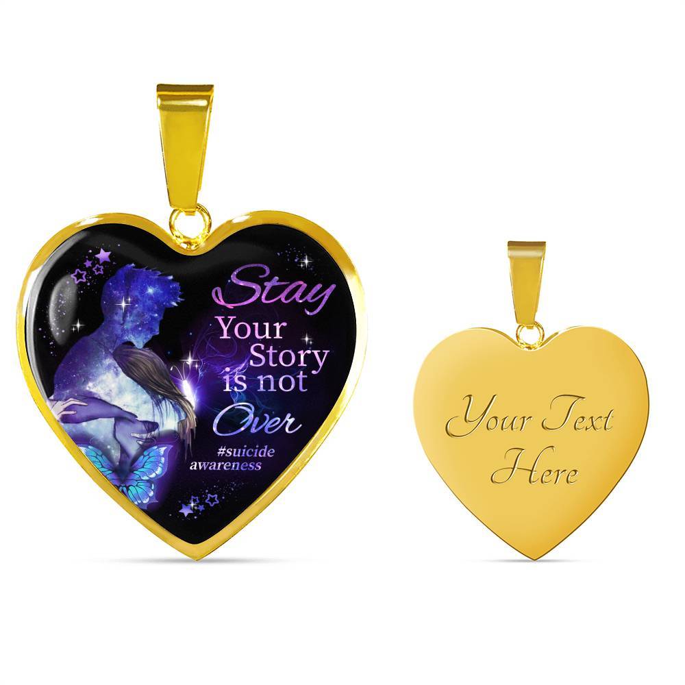 Stay Your Story Is Not Over Memorial Gift Heart Pendant Necklace - Heart Luxury Necklace (Gold Plated) Stay Your Story Is Not Over Memorial Gift Heart Pendant Necklace - Heart Luxury Necklace (Gold Plated)