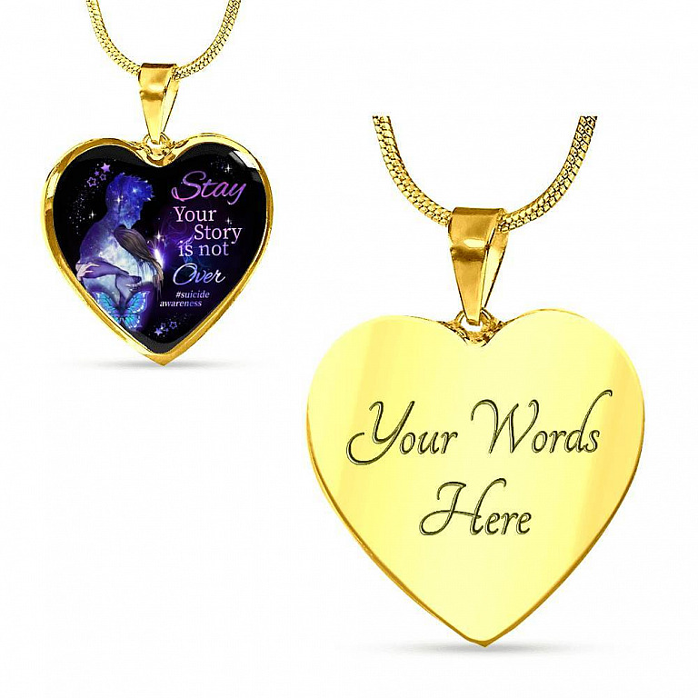 Stay Your Story Is Not Over Memorial Gift Heart Pendant Necklace - Heart Luxury Necklace (Gold Plated)